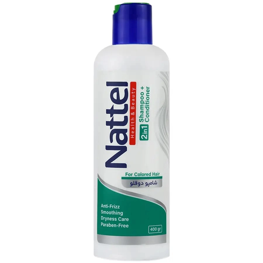 6260089410686 شامپو سر ناتل- 2در1- موهای زبر و رنگ شده حاوی نرم کننده 400گرم - تصویر 1