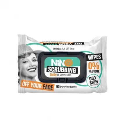 دستمال مرطوب آرایش پاک کن نینو- مخصوص پوست چرب 50 برگ