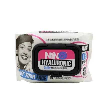 دستمال مرطوب آرایش پاک کن نینو- مخصوص پوست خشک 50 برگ
