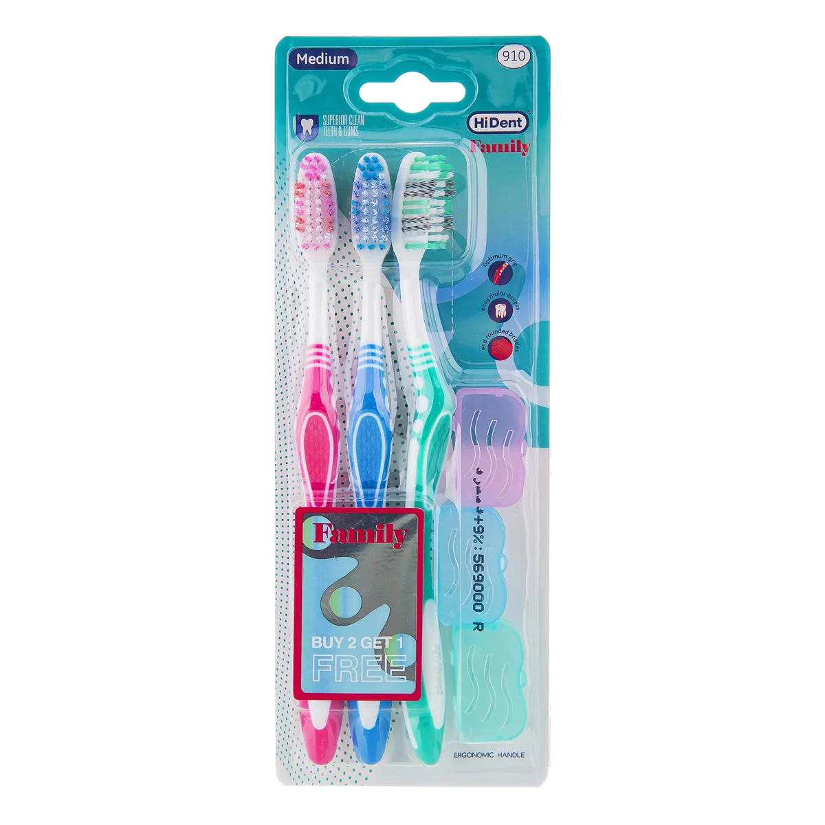 6261670805416 مسواک های دنت-910 پرفشنال متوسط 3 عددی-پایا - تصویر 1