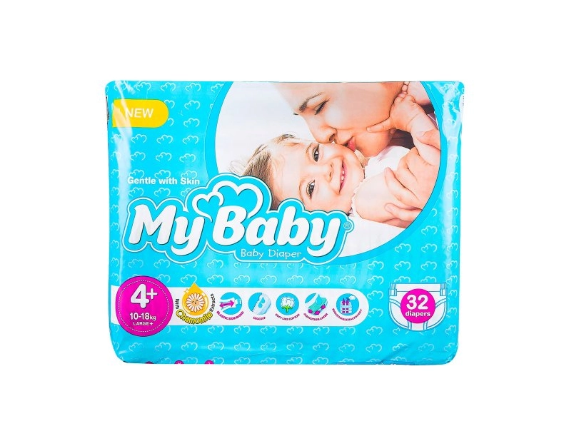 6263957100122 پوشک مای بیبی- آبی سایز4+ - اکوجدید 32عددی - تصویر 1