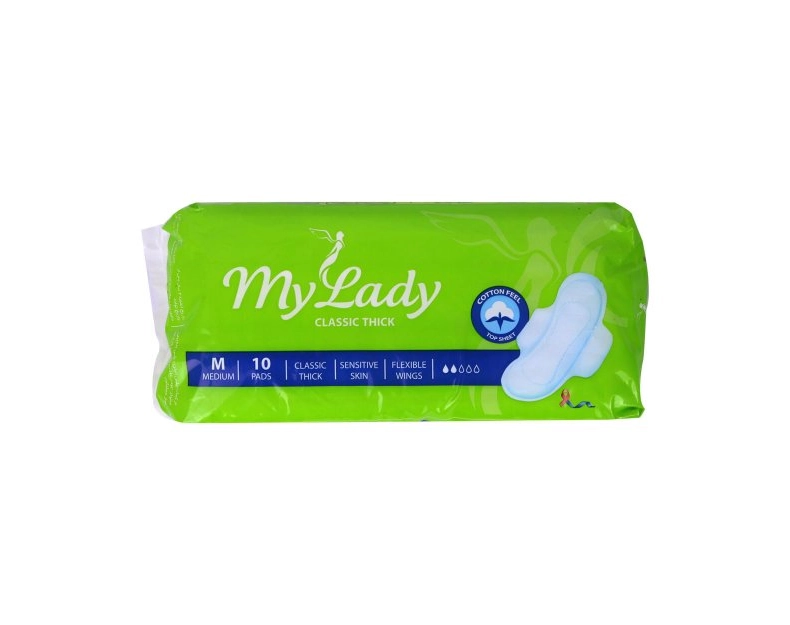 6263957100177 نوار بهداشتی مای لیدی- (ساده) کلاسیک سبز پنبه ای -متوسط 10عددی - تصویر 1