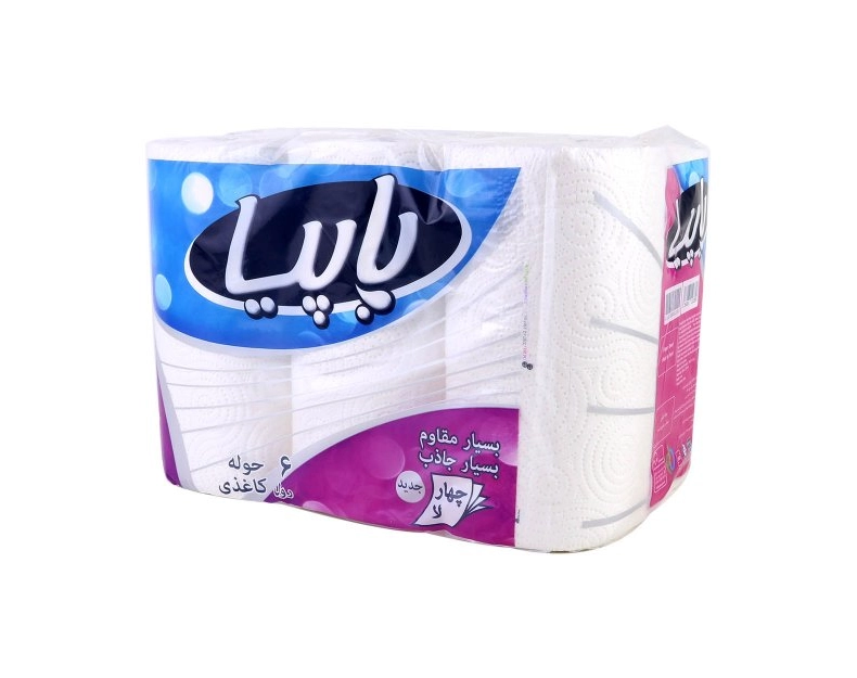 6266061103898 دستمال حوله پاپیا- 6رول 6*4 - تصویر 1