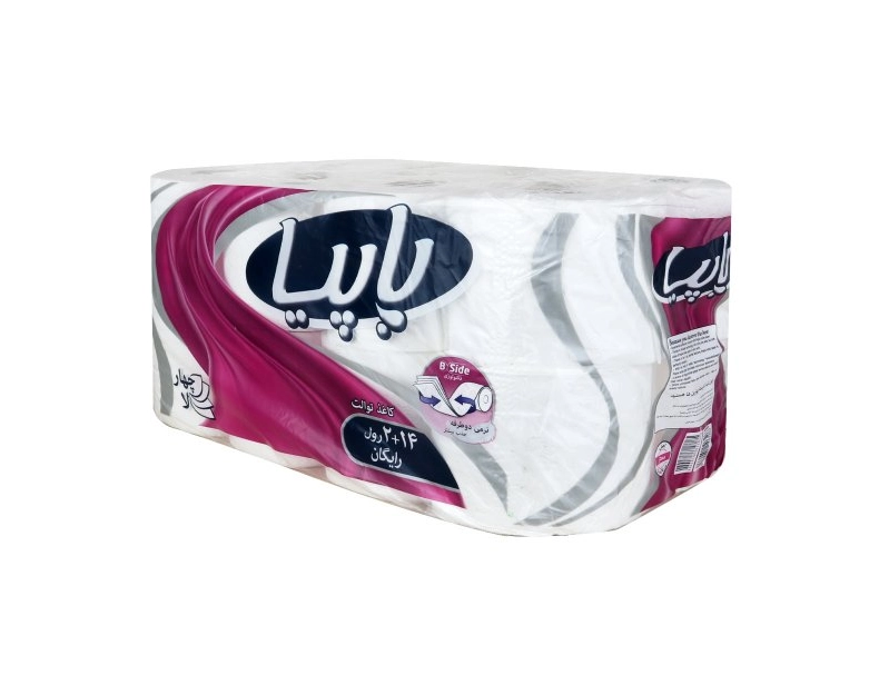 6266061106608 دستمال توالت پاپیا- 16رول -باعصاره پنبه - تصویر 1