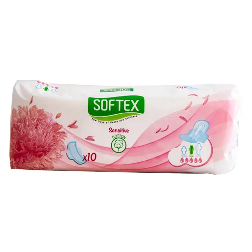 6267604412101 نوار بهداشتی سافتکس- فلاف بزرگ- تاپ شیت کتان امباس دار 10عددی - تصویر 1