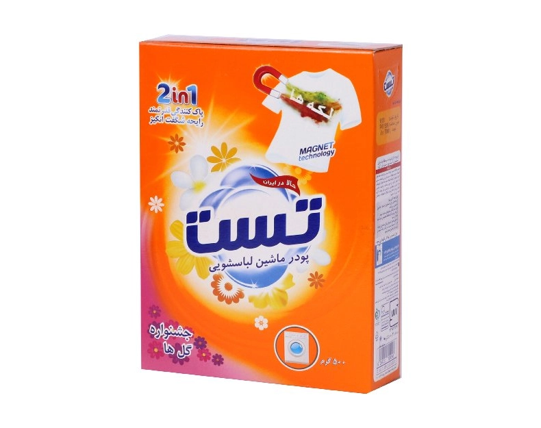 6269211300048 پودر لباسشویی تست- ماشینی جشنواره گل 500گرمی - تصویر 1
